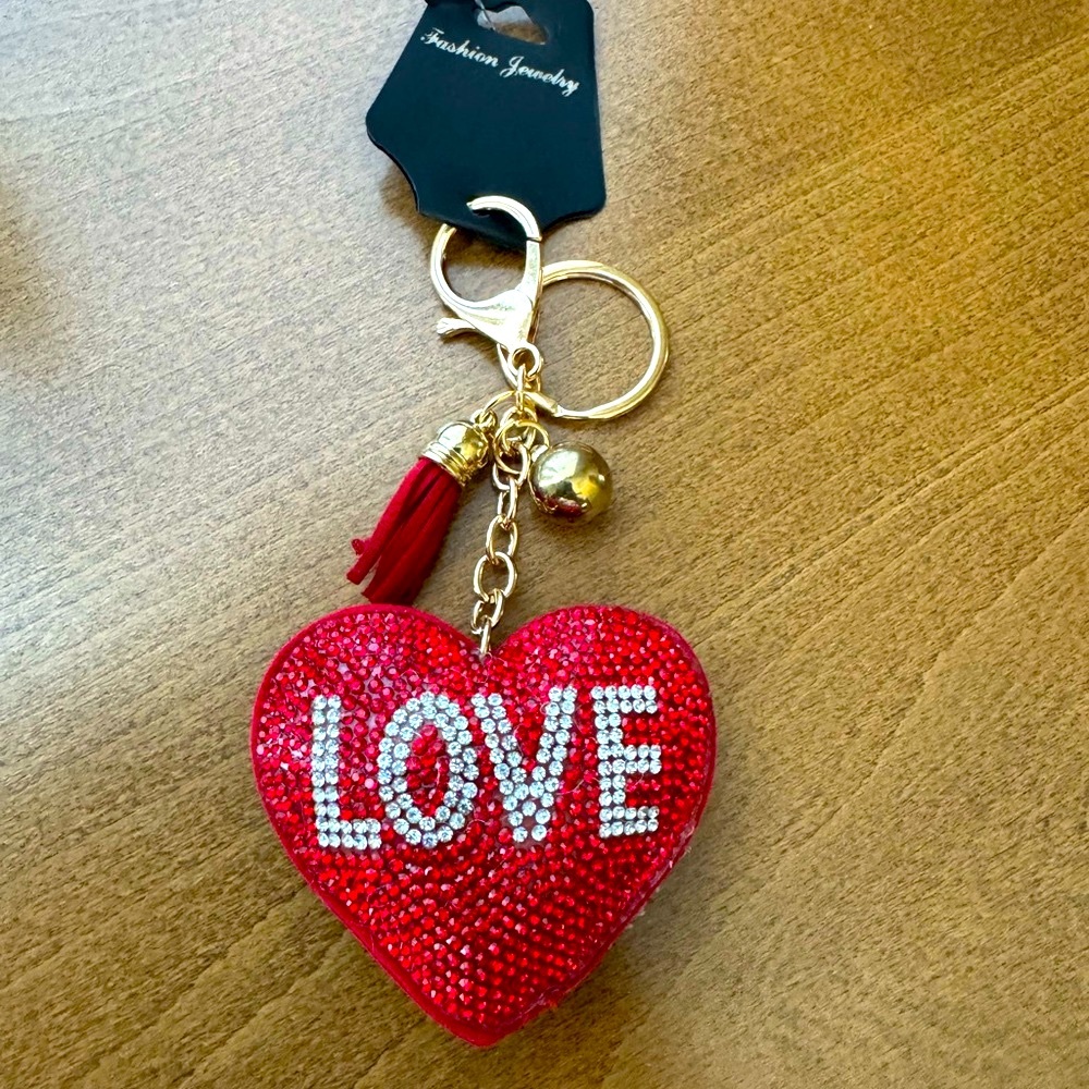 Red Heart Keychain with LOVE Design